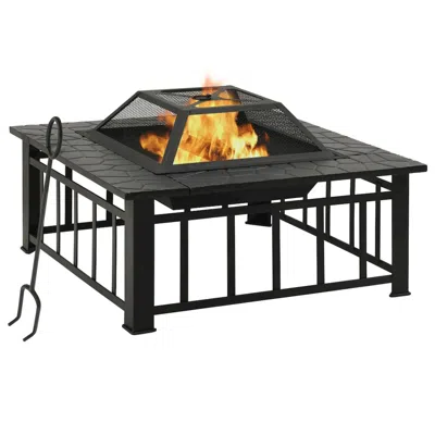 Vidaxl Garden Fire Pit With Poker 31.9"x31.9"x18.5" Xxl Steel, 311888