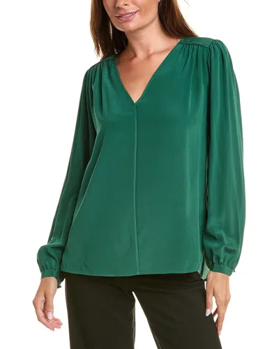 Hugo Boss V-neck Regular-fit Blouse In Washed Silk In Green
