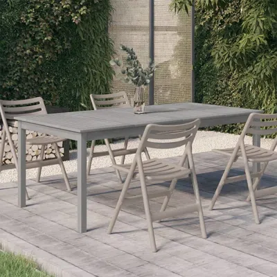 Vidaxl Patio Table Gray 78.7"x39.4"x29.5" Solid Wood Acacia