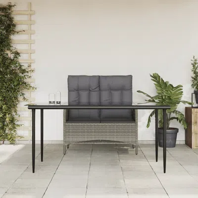 Vidaxl 2 Piece Patio Dining Set With Cushions Gray Poly Rattan