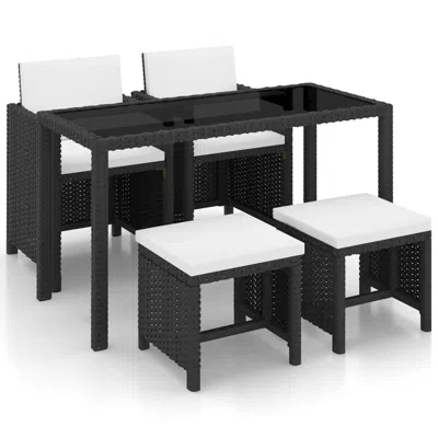 Vidaxl 5 Piece Outdoor Dining Set With Cushions Poly Rattan Black, 42521