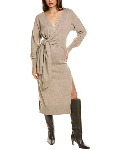 Shop Simkhai Skyla Wool-blend Wrap Dress In Brown