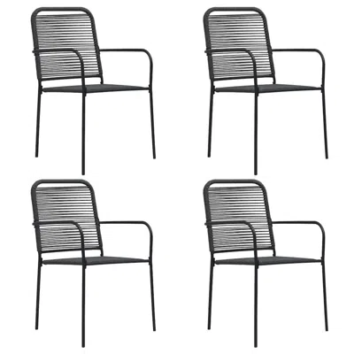 Vidaxl Garden Chairs 4 Pcs Cotton Rope And Steel Black, 312156