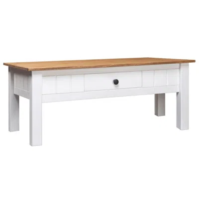 Vidaxl Coffee Table White 39.4"x23.6"x17.7" Solid Pine Wood Panama Range