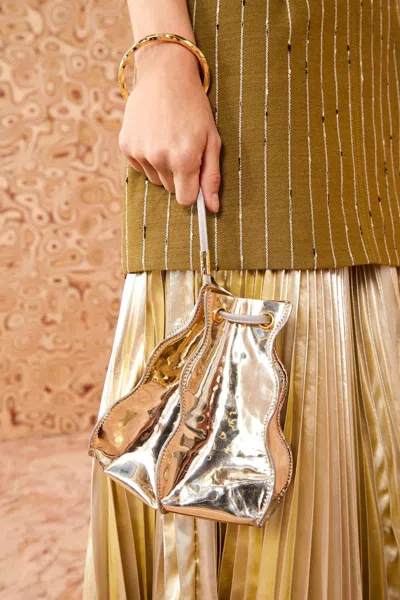 Ulla Johnson Adria Pleated Wave Crossbody In Platino