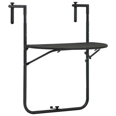 Vidaxl Hanging Balcony Table Brown 23.6"x25.2"x32.9" Plastic Rattan Look, 47895