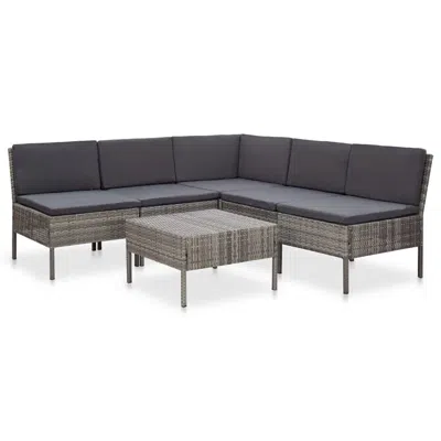 Vidaxl 6 Piece Garden Lounge Set With Cushions Poly Rattan Gray, 48938