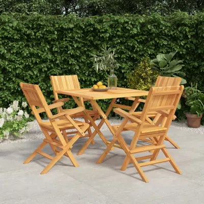 Vidaxl 5 Piece Patio Dining Set Solid Wood Teak