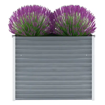 Vidaxl Garden Raised Bed Galvanized Steel 39.4"x15.7"x31.3" Gray, 44852