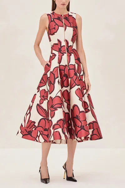 Alexis Lazaro Midi Dress In Rust Petal