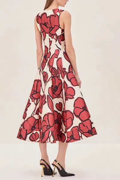 Alexis Lazaro Midi Dress In Rust Petal