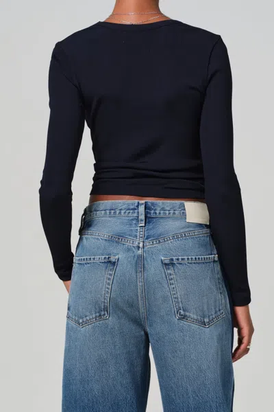 Citizen Of Humanity Rumi Scoop Neck Top In Navy In Blue