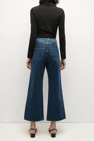 Veronica Beard Taylor Two-tone Cropped Wide-leg Jean In Rebel Blue Colorblock