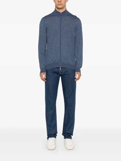 Fedeli Virgin-wool Cardigan In Blue
