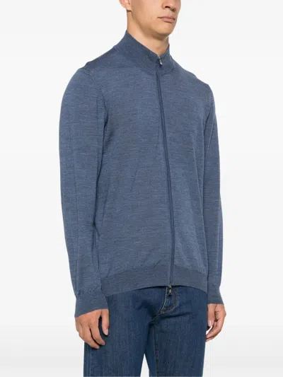 Fedeli Virgin-wool Cardigan In Blue