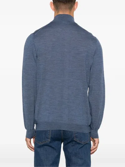 Fedeli Virgin-wool Cardigan In Blue