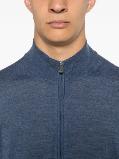 Fedeli Virgin-wool Cardigan In Blue