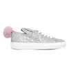 Minna Parikka Faux Fur Pom Glitter Sneakers In Silver