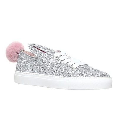Shop Minna Parikka Glitter-embellished Leather Sneakers In Silver