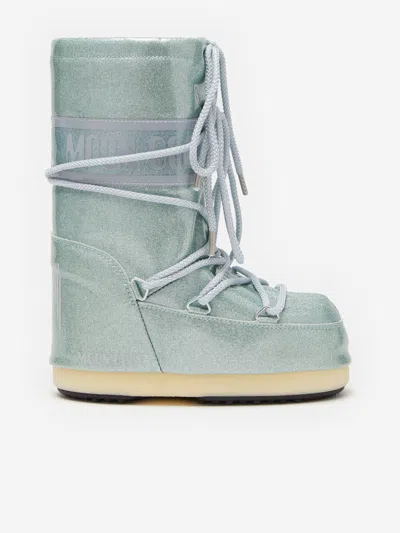 Moon Boot Boys Icon Jr Glitter Boots In Blue