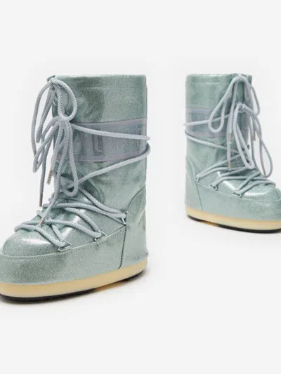 Moon Boot Boys Icon Jr Glitter Boots In Blue