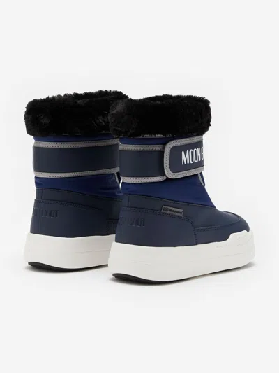 Moon Boot Boys Jr Park Strap Boots In Blue