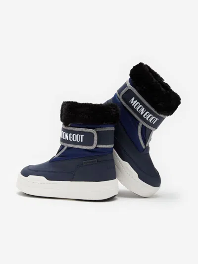 Moon Boot Boys Jr Park Strap Boots In Blue