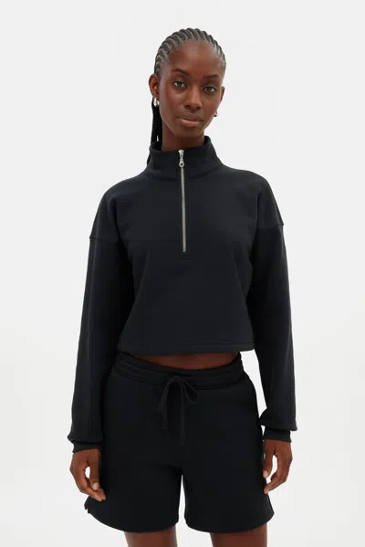 GIRLFRIEND COLLECTIVE BLACK VEGA HALF-ZIP SWEATSHIRT 