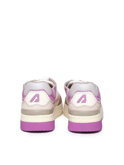 Autry Clc Low Sneakers In Leather Color Suede And Fabric In Multicolour