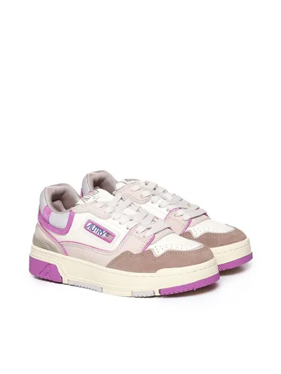 Autry Clc Low Sneakers In Leather Color Suede And Fabric In Multicolour