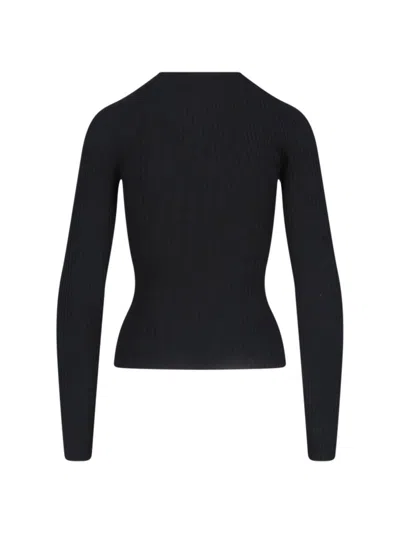 Courrèges Slash Asymmetric Ribbed-knit Sweater In Black
