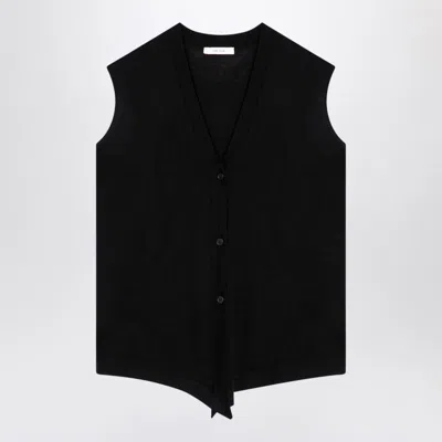The Row Essential Wool Waistcoat Cardigan In Black