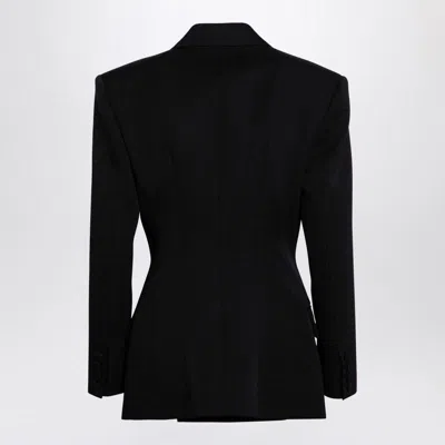 Valentino Double Breasted Straight Hem Blazer In Black