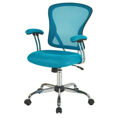 Quikfurn Blue High Back Mesh Office Chair With Padded Armrest