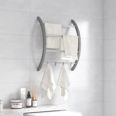 Vidaxl Towel Rack With Hooks Silver 22"x6.3"x28.3" Aluminum