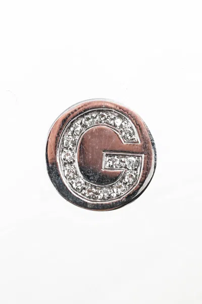 Spallanzani Sterling Silver Diamond Initial G Letter Magnetic Round Charm In Silver