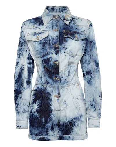 PHILIPP PLEIN DENIM JUMPSUIT BLEACHED 