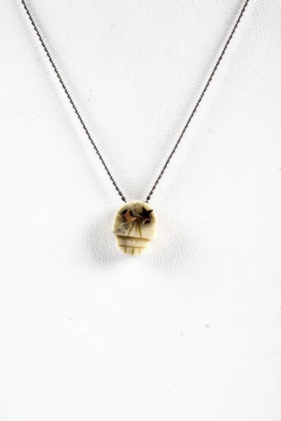 Jasper Womens Sterling Silver Yellow Gold Star Deer Horn Skull Pendant Necklace In Silver