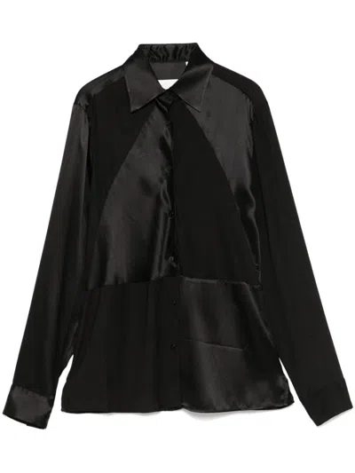 Shop Xacus Diamante Silk Shirt In Black