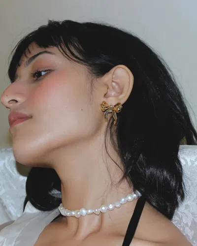 Hannan Ribbon Studs In Gold