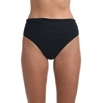 La Blanca Island Goddess Mid Waist Sash Band Swim Bottom In Black In Black