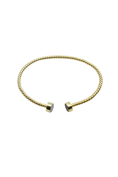 A Blonde And Her Bag Twist Bangle Cuff With Grey Druzy In Gold