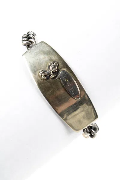 Jasper Womens Sterling Silver Cartoon Diamond Ruby Sapphire Id Bracelet In Silver