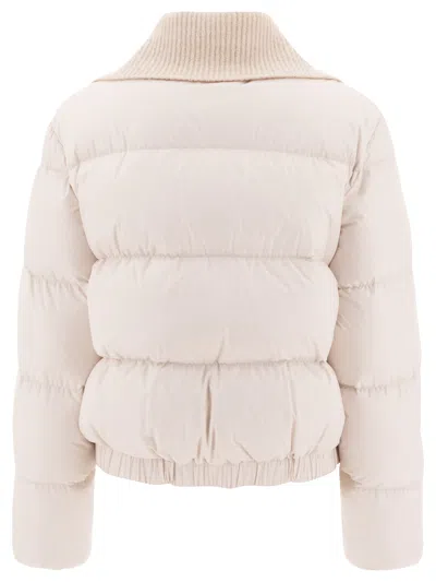 Shop Peserico Down Jacket With Wool Collar