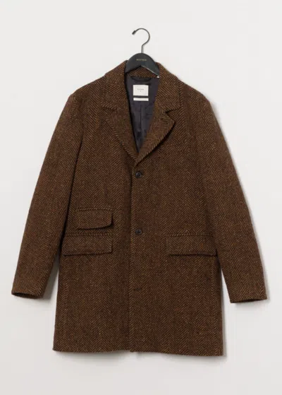 Billy Reid Herringbone Astor Coat In Dark Brown Herringbone