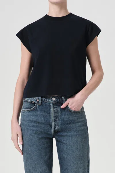 Agolde Adine Shrunken Tee In Storm