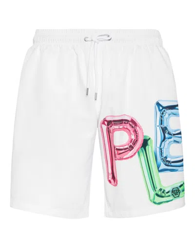 Philipp Plein Bombing Graffiti Swim Shorts In White