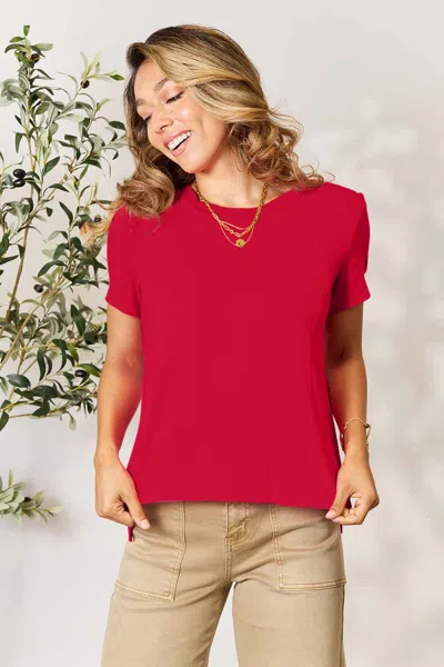 Fashnzfab Full Size Round Neck Short Sleeve T-shirt In Red