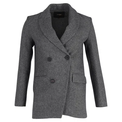 Maje Women's Double-breasted Blazer In Grey Wool In Grey