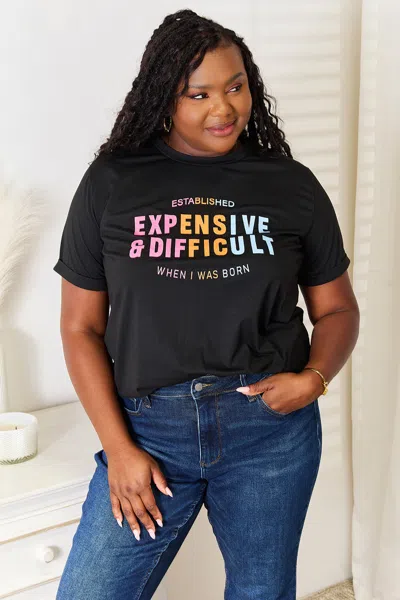 Shop Fashnzfab Slogan Graphic Cuffed Sleeve T-shirt In Black